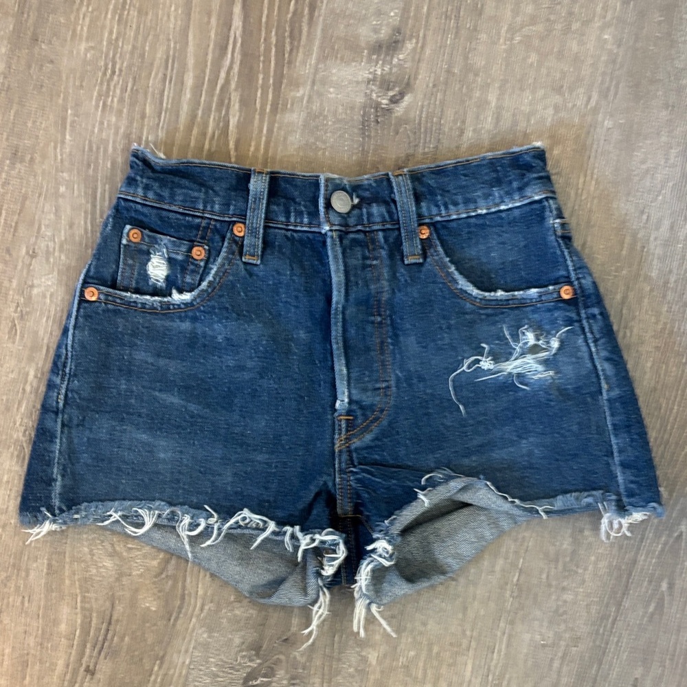 Dark Blue Levi 501 Cutoff  Denim Shorts